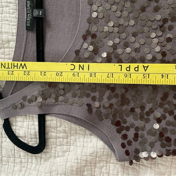 Eileen Fisher Sequined Bling Shell Tank Top Gray 100% Merino Wool Petite Medium - Picture 8 of 8